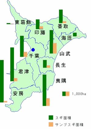 サンブスギの分布